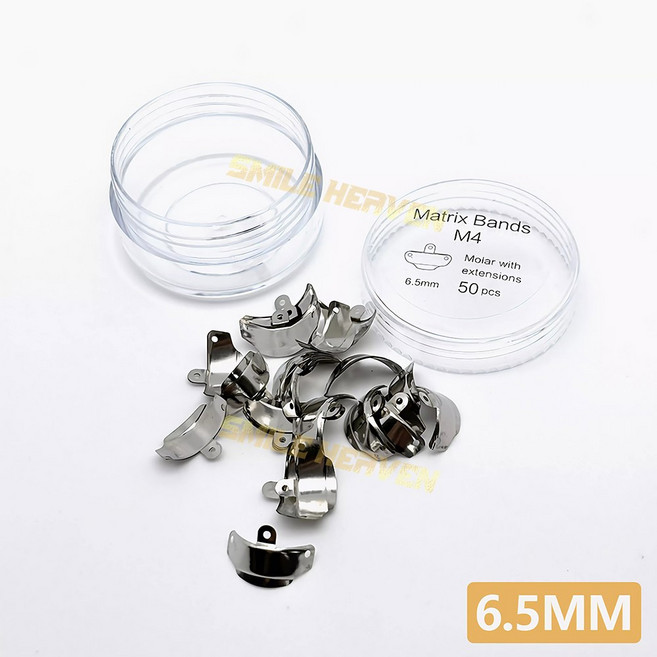 50개/상자 치과용 매트릭스 밴드 M4 단면 윤곽 클램프 링 4 크기, 6.5mm, 01 50개