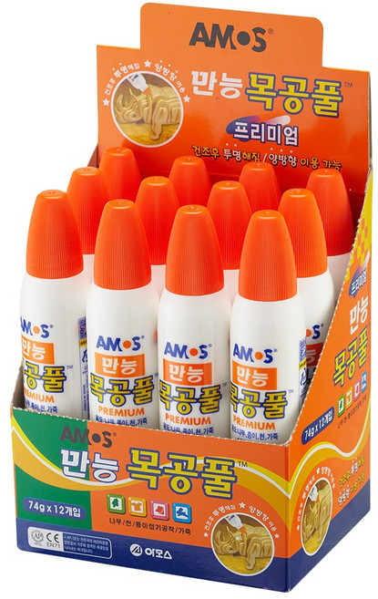 아모스 만능 목공풀, 74g, 12개