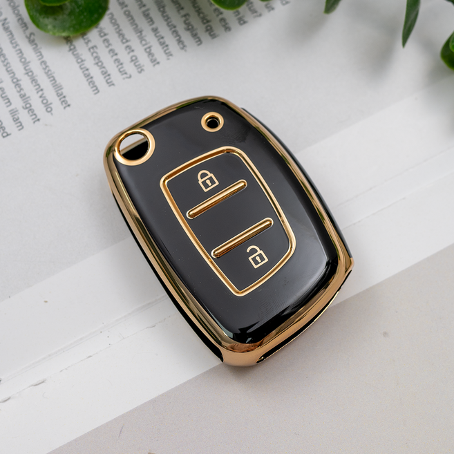 현대 포터2 스타랙스 호환 스마트 키 TPU 케이스 키링 키홀더, 2버튼 TA85, 블랙