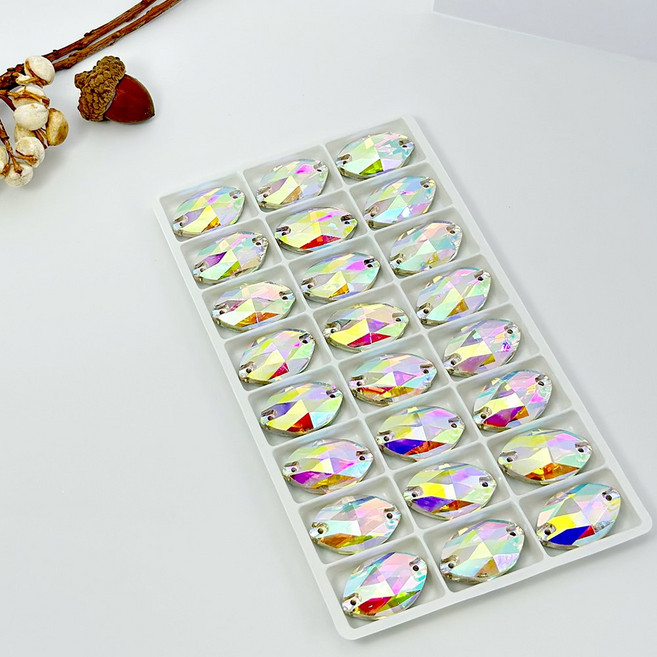 비즈라이프 쏘온스톤 뽀트 AB, 1봉, 12*24mm/24개