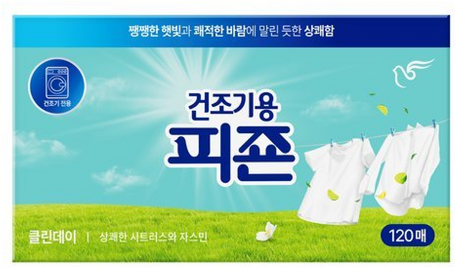 건조기용피죤 실내건조 클린데이, 1개, 120매