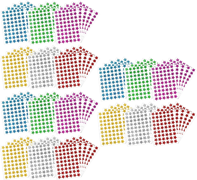 스노벨 1620개입 6색 레이저 반짝이 별 스타 스티커, 3세트, 6색혼합(S22033) 1620PCS