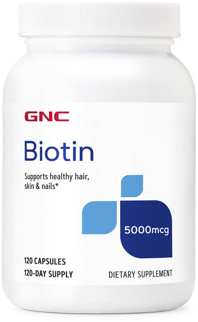 GNC 비오틴 5000mcg 글루텐 프리 무설탕 캡슐, 120정, 1개