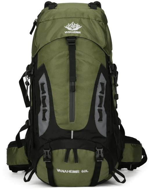 HTYVC 등산배낭 60L 대용량 방수 스포츠 배낭 백팩 트레킹 아웃도어 캠핑 남여 등산가방+방수커버*1, Dark green