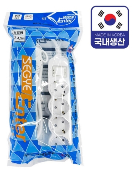 SCS 세계 멀티탭 차단스위치 4구 4.5m 16A 절전형 사무실멀티탭, 본상품