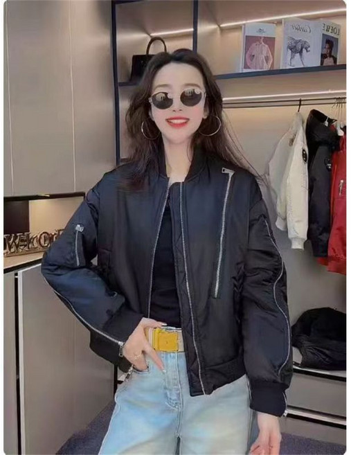 夾棉棒球服外套 女 短款 飛行員夾克
