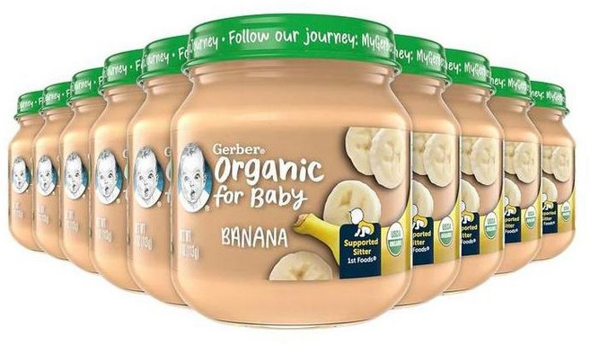 Gerber 거버 오가닉 1단계 퓨레 바나나 113g, 10개