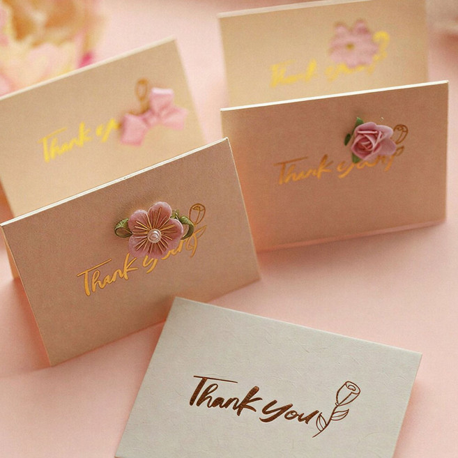 입체 플라워 감사 카드10p+봉투10p 낱개포장 미니 메세지 카드 스티커 세트, 혼합색상, 1팩
