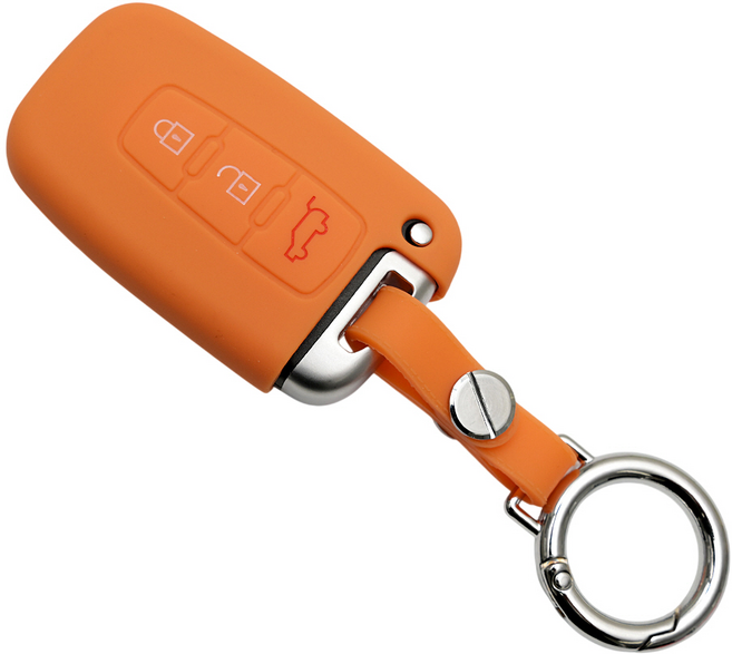 현대 기아 아반떼MD 싼타페CM 모닝 레이 호환 자동차 실리콘 스마트키 케이스 키홀더, 3버튼_S19_SS1, 오렌지