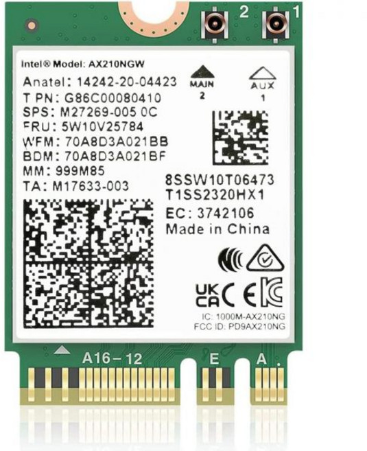인텔 Wi-Fi 6E AX210NGW 802.11AX 5400Mbps WiFi 카드 블루투스 5.3 노트북 및 데스크탑용 모듈 M.2NGFF 2230 무선 2X2 OFDMA M, 1개