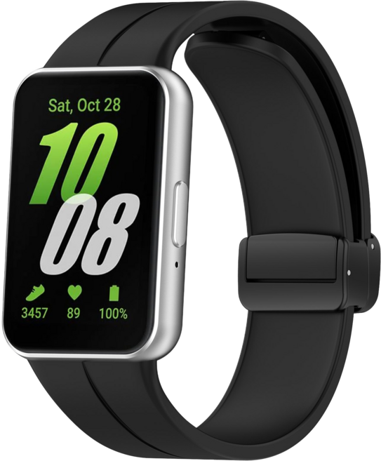 TAOMI 갤럭시 핏3 호환 실리콘 D버클 스트랩, 블랙