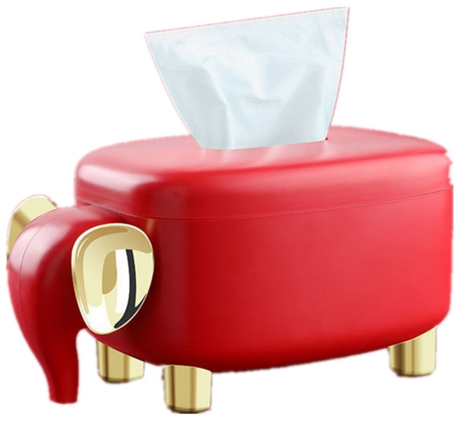 코끼리 레트로 티슈 두루마리휴지 케이스, 붉은, 1개