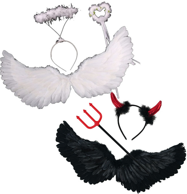 파티굿즈 할로윈 파티 천사 악마 날개 머리띠 세트 코스프레 코스튬 소품