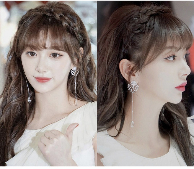 4컬러 넓은 가발 꽈배기 땋은 헤어밴드 뼈머리띠