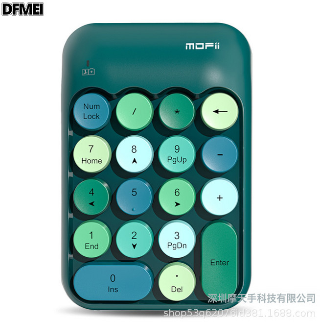 DFMEI mofii摩天手 X910迷你鍵盤 靜音, 人體工學, 如圖, 墨綠色混彩-數字小鍵盤【適合筆記本/臺式機】
