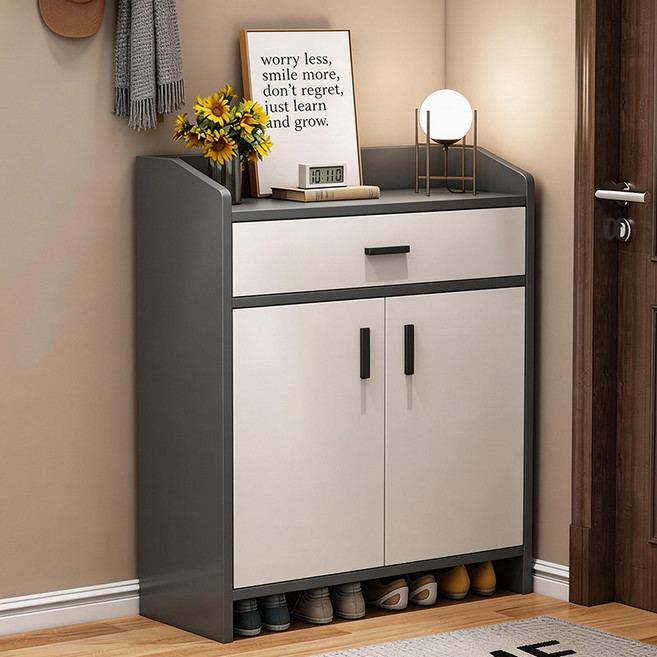 오솜 신발장 현관 대용량 슬림 신발 서랍형 수납장, 4단, 그레이-60CM
