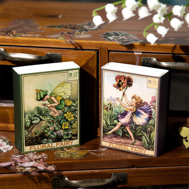 빈티지 요정 팅커벨 압화 나비 다꾸 스티커, 8.화이트 (ST-3269)