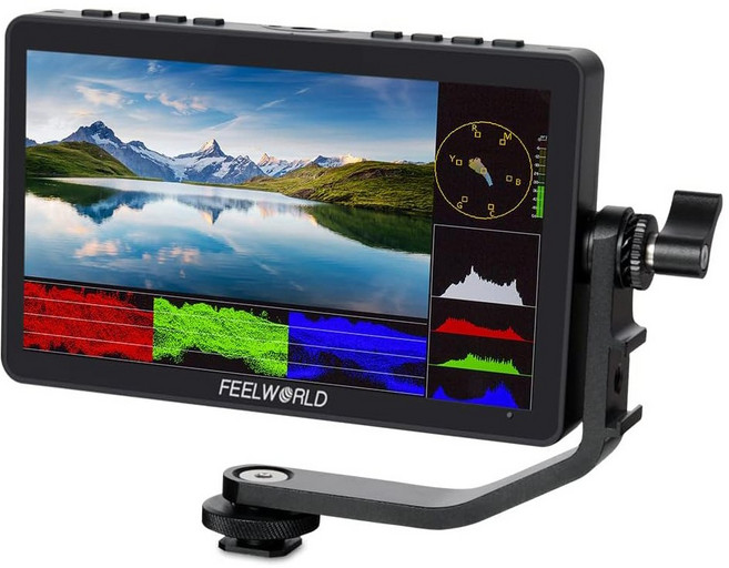 FEELWORLD F5 PRO V4 6인치 외장형 감독용 모니터 무선 전송 디스플레이 (DSLR/미러리스 카메라용), 1개, 블랙