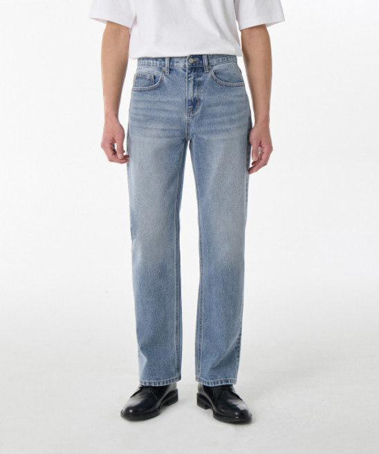 무신사 스탠다드 커먼 브러쉬 스트레이트 데님 팬츠 라이트 인디고 498082