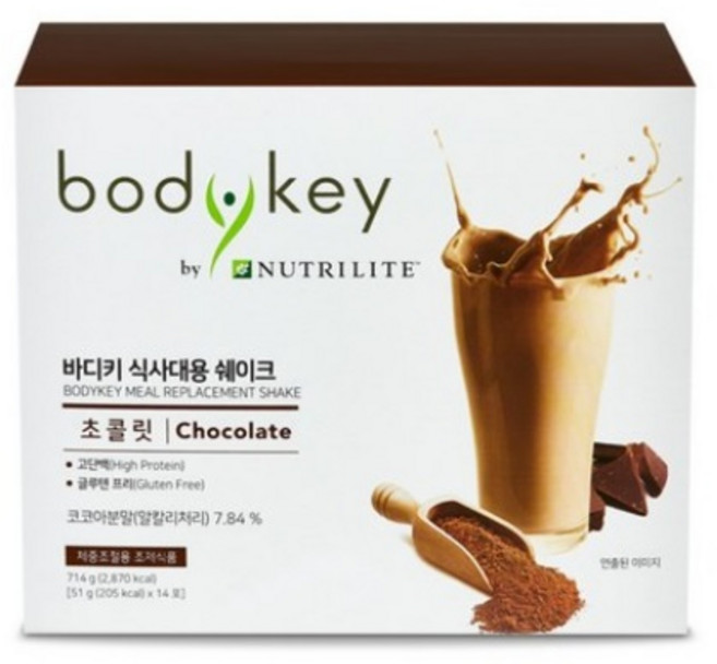 암웨이 Amway 뉴트리라이트 바디키 식사대용 쉐이크 초콜릿 714g (14포), 1개
