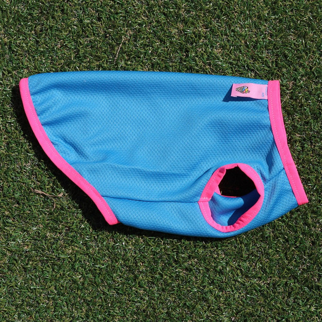 강아지 여름옷 비비드팝 메쉬 쿨나시 중형견 대형견옷 (베스트), 블루, 1개