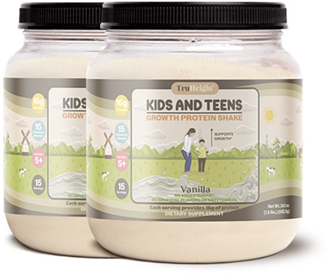 [본사] 트루하이트 그로스 키즈 앤 틴 프로틴 파우더 어린이 청소년 단백질 쉐이크 바닐라, 682g, 2개