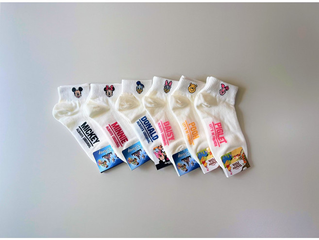 국산 디즈니 세트양말 캐릭터 귀여운양말 발목 중목 푸우 미키 미니 푸우 피글렛 칩 도날드 데이지