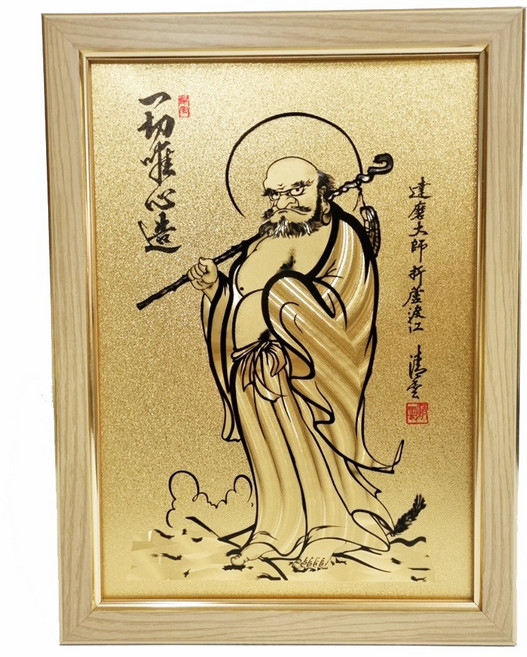 다팜코리아 황금 골드 우드 달마도 전신도 풍수 인테리어 개업 집들이선물