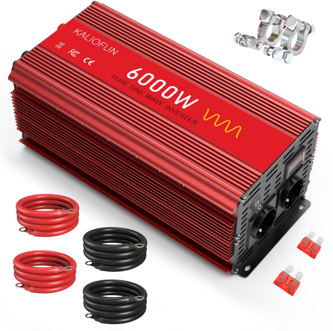 KALIOFUN 순수 정현파 인버터 한국형 플러그 60hz 220V KC인증, 1개, 6000W-12V-220V