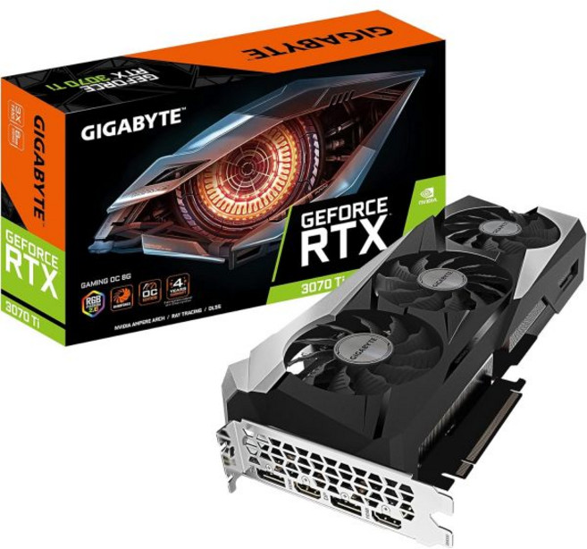 기가바이트 지포스 RTX 3070 Ti 게이밍 OC 8G 그래픽 카드 WINDFORCE 3X 냉각 시스템 8GB 256비트 GDDR6X G