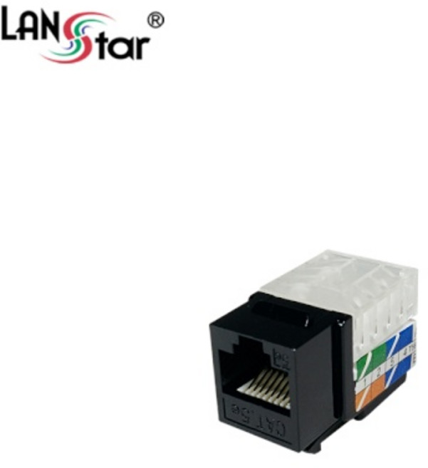 (LANstar-Plus) 랜스타플러스 키스톤잭 모듈 UTP CAT.5E(8P8C) L-Type Black (LSP-EIC-UKBK), 1개