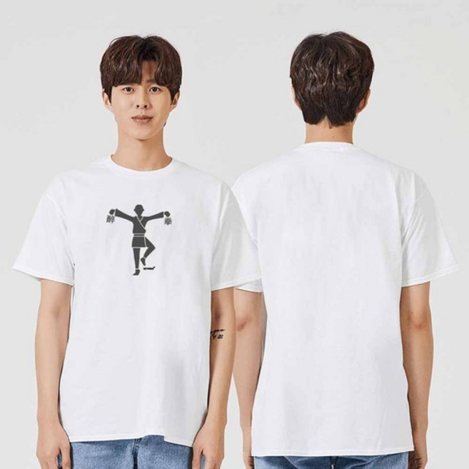 인쇄 펭귄 허그 포옹 그래픽 캐쥬얼 반팔티