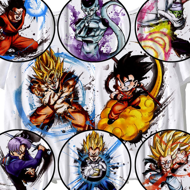 드래곤볼 슈퍼스타 코믹스 반팔티 100-110 초사이어인 손오공 옷 만화 캐릭터 티셔츠