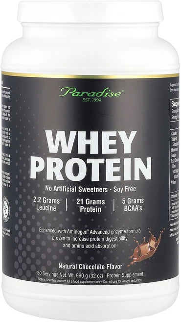 Paradise Herbs 유청 단백질 천연 초콜릿 990g(32oz) Herbs (파라다이스 허브), 1개, 990g - 쿠팡