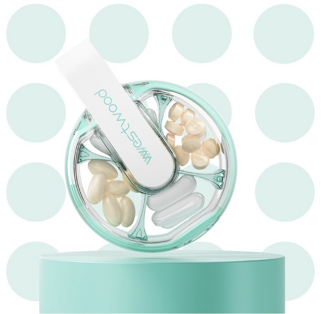 마벨인홈 고급형 휴대용 간편 약통 알약케이스, 그린, 1개