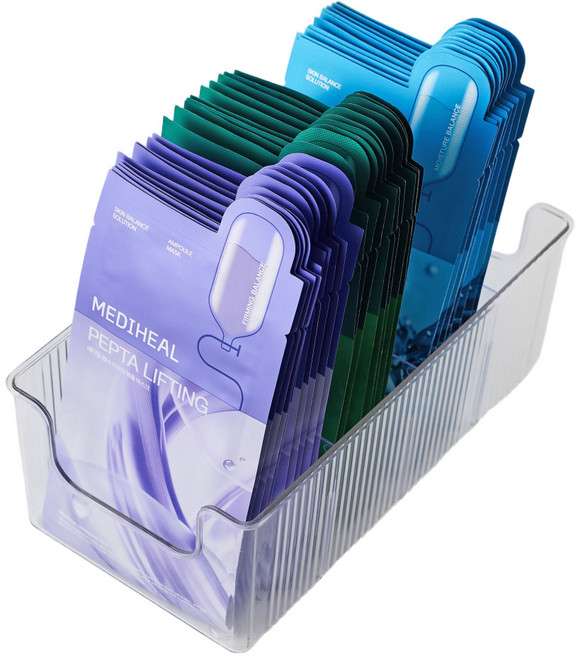 퓨어베어스마켓 화장품수납 마스크팩 보관 아크릴 칸막이 정리함, 1개, 투명