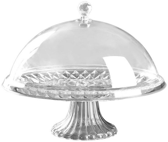 커버가 있는 케이크 플레이트 과일용 내구성이 뛰어난 다기능 케이크 스탠드, PVC, 10인치, 1개