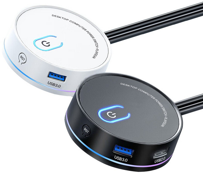 플레이기어 PG-PW33 USB3.0 외부전원스위치 컴퓨터스위치 파워스위치 PC외부전원 컨트롤러, 블랙, 1개, 블랙