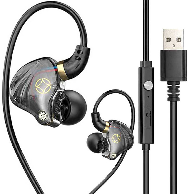 하이퍼코어 게이밍 유선 이어폰, 블랙, USB-A