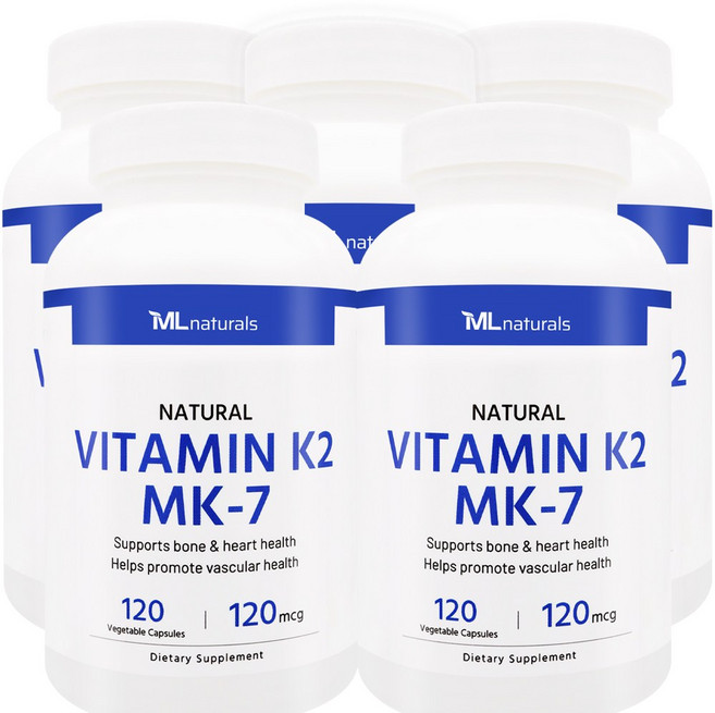 5병 [미국빠른직구] 신제품 마이라이프 내추럴스 비타민 K2 120mcg (as MK-7) 120정 (20개월), 5개