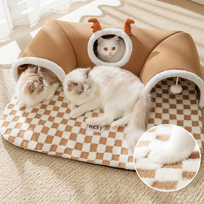 체보니 다용도 터널 특대형 고양이 침대 놀이터 터치볼 방석, 1개