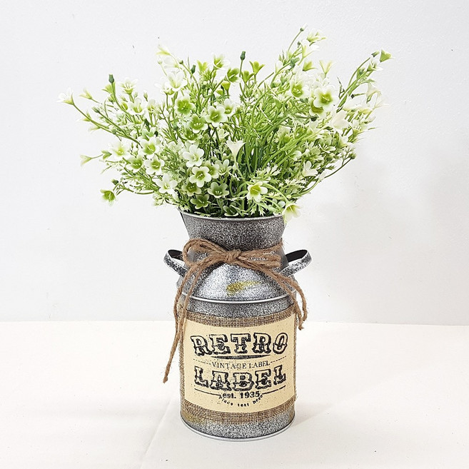 한소픈 레트로 양철 내추럴 우유통 정원 소품 인테리어용품 양철소품 가드닝소품