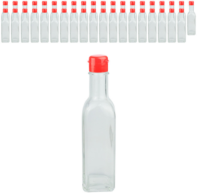 가인글로벌 KD사각참기름200 유리병 원터치소캡 빨강, 40개, 200ml