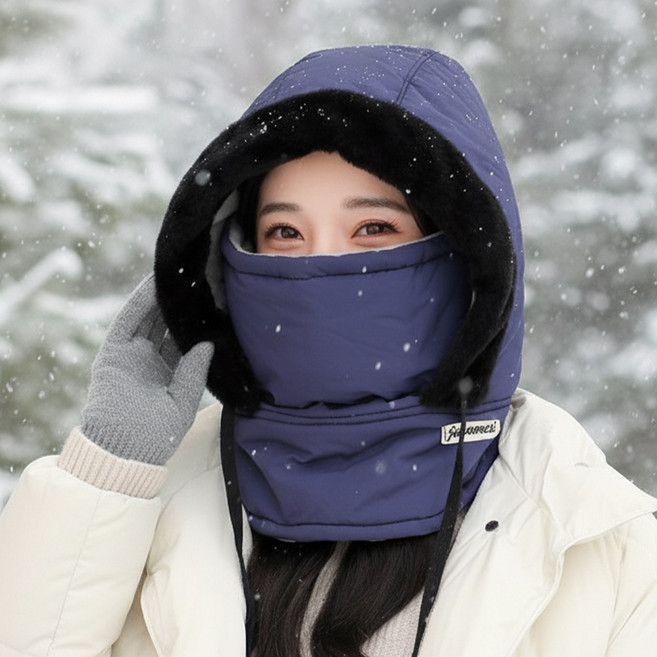 다나몰 바라클라바 넥워머 후드 겨울모자 방한, 네이비, 1개