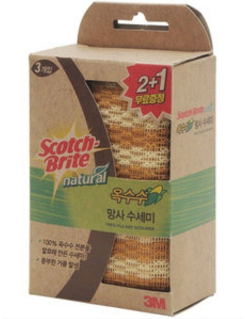 3M 스카치브라이트 내츄럴 옥수수 망사 수세미, 3세트, 1개