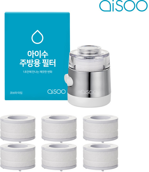 아이수 주방용필터 싱크대필터 코브라형+ 리필1박스, 주방용필터(코브라)+리필필터(6개입), 1개