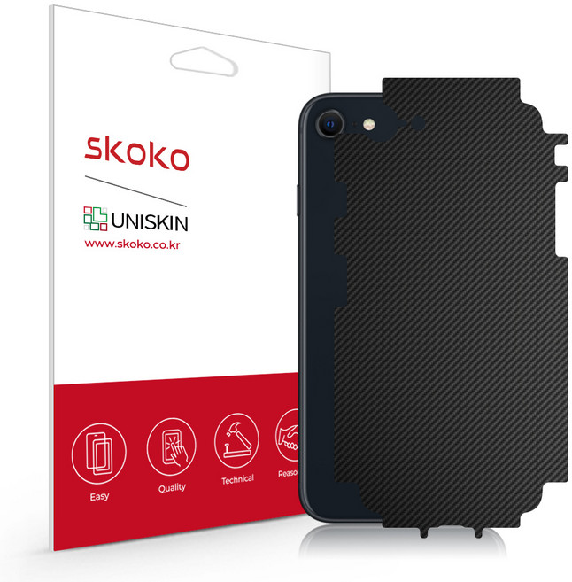 스코코 아이폰 SE3 유니스킨 측후면 외부보호필름, 레더_블랙, 없음