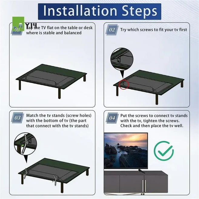 호환 AY14 - TCL 스마트 TV용 베이스 스탠드 - 32인치 40인치 43인치 49인치 50인치 55인치 32S305 32S301, 01 Black