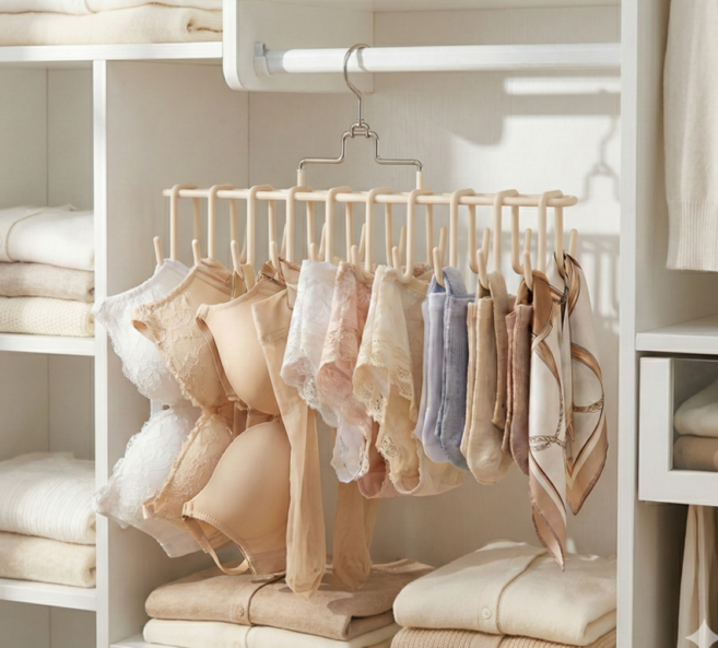 디케이 360도 회전 후크20개 다용도 속옷걸이, 1개, 살구