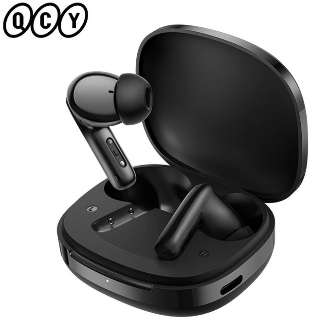 QCY T13 Pro 무선 이어폰 블루투스 ANC 노이즈캔슬링, 검정색